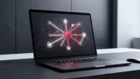 Ilustración sobre cómo cambiar el DNS en Windows 11 mostrando nodos de red y conectividad digital.